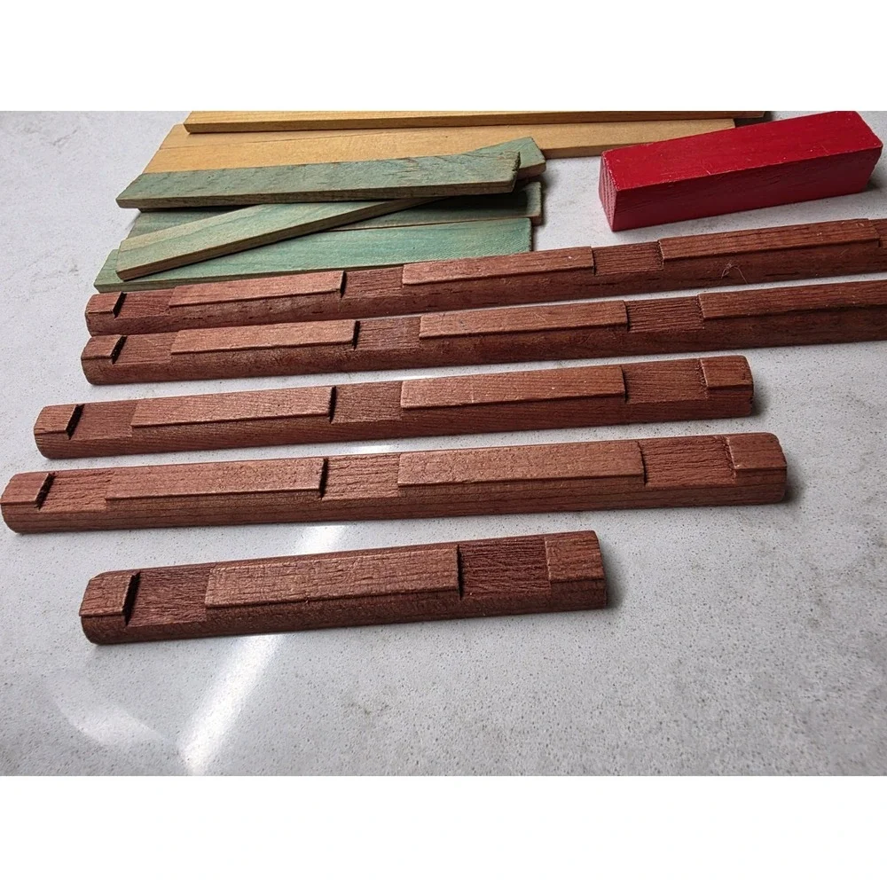 Vintage Lincoln Logs Building Set Lot 100+ Pieces Wood Logs Roof Parts Mixed Lot